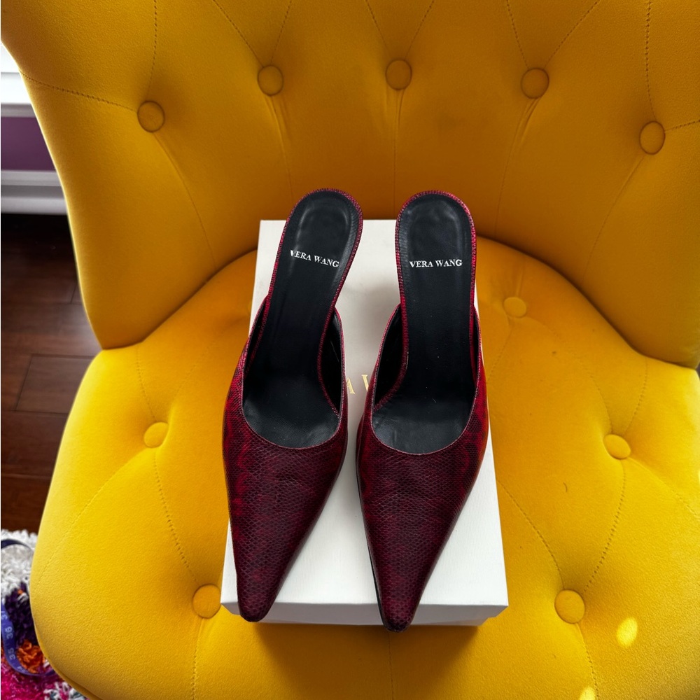 Vera Wang Burgundy Pointed-Toe Mules